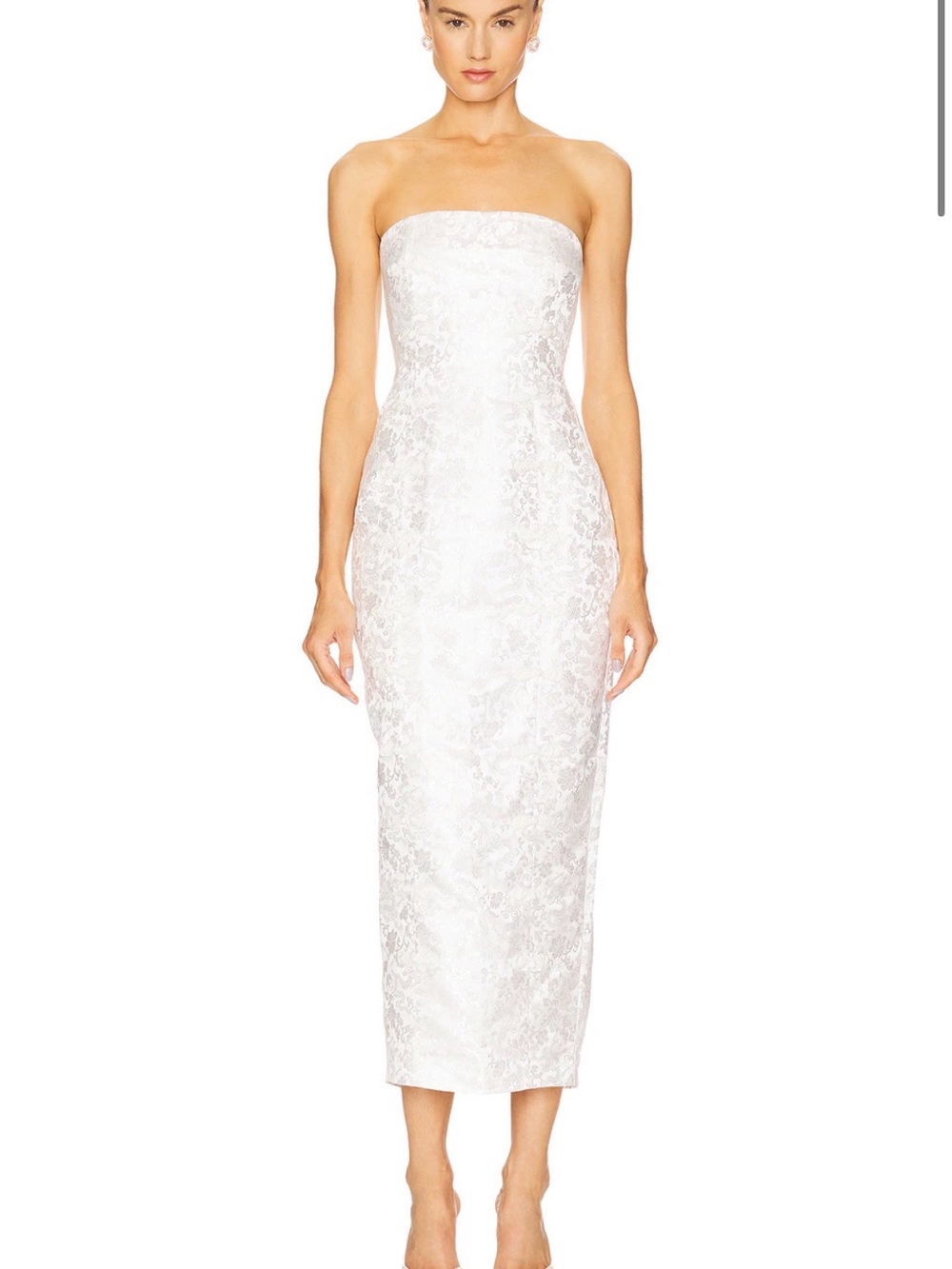 Strapless White Bridal Midi Dress, Sau Lee